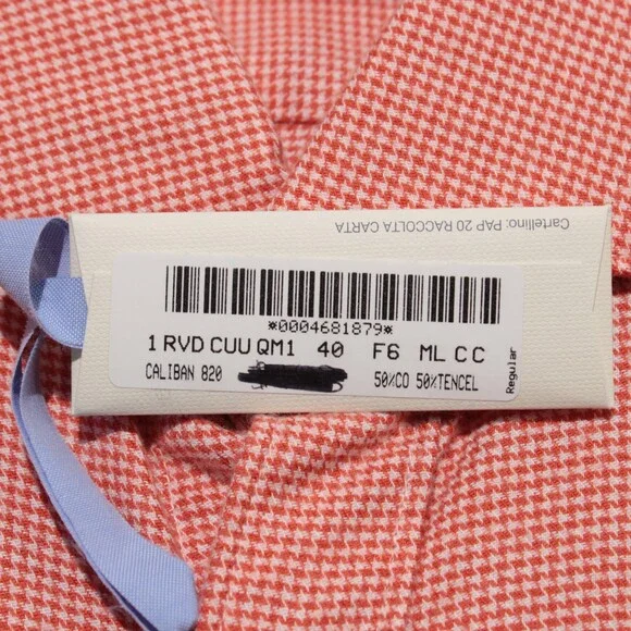 Caliban NWT Dress Shirt Size 40 15.75 Regular Fit in Orange Houndstooth Cotton